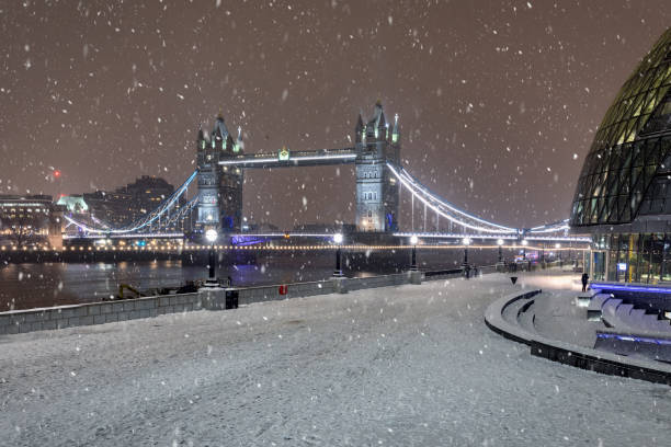 istock The Tower Bridge in London with snow and ice 1088636806