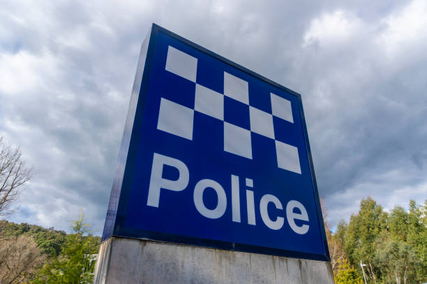 Cartello della stazione di polizia in Australia - foto stock