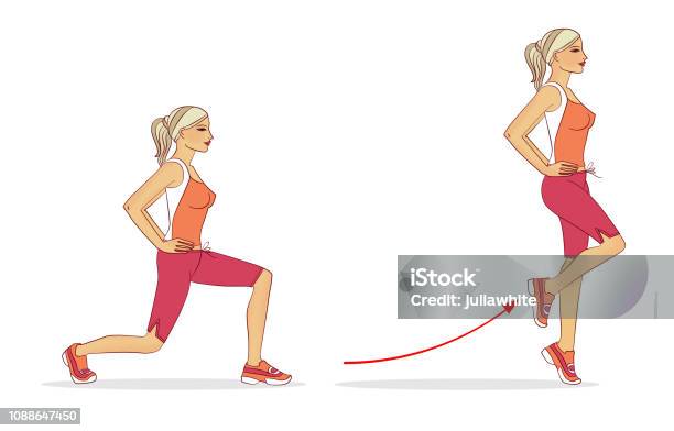 Fitnethe Girl Is Performing A Backward Exercise To Strengthenss Workout Exercises For Beauty And Health Stock Illustration - Download Image Now