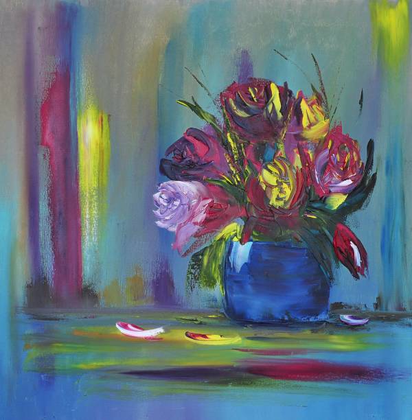 istock Vase with Abstract Flowers Contemporary Art Painting 1088649360