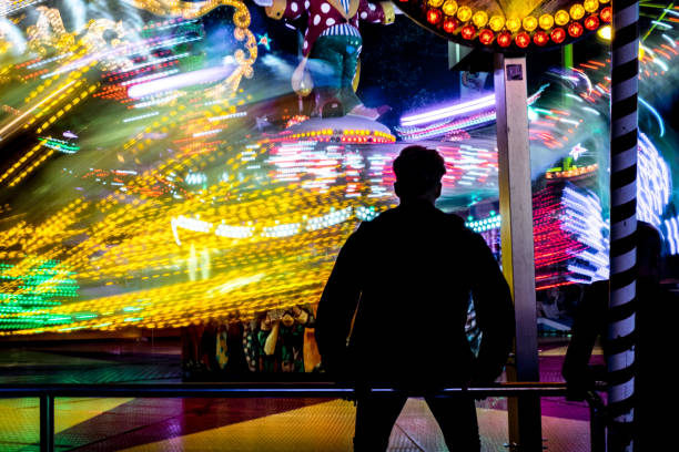 Fun fair at night stock photo