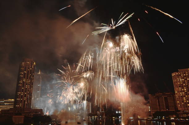 istock new year celebration fireworks on river in Thailand 1088657698
