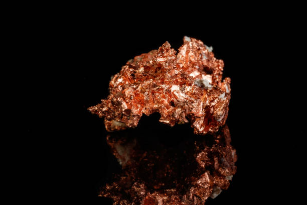istock Macro mineral stone Copper on black background 1088657784
