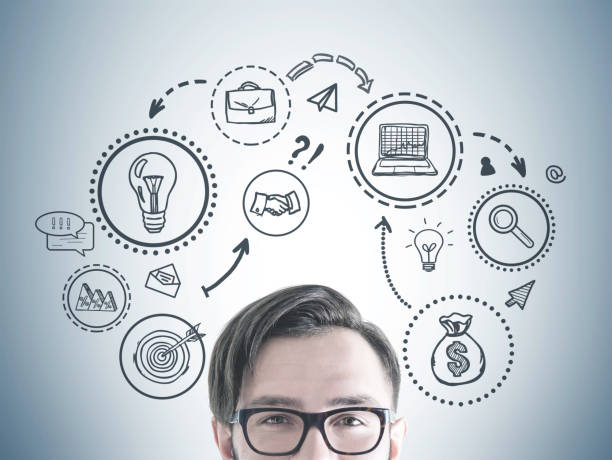 istock Smling hipster guy in glasses, business plan 1088661686