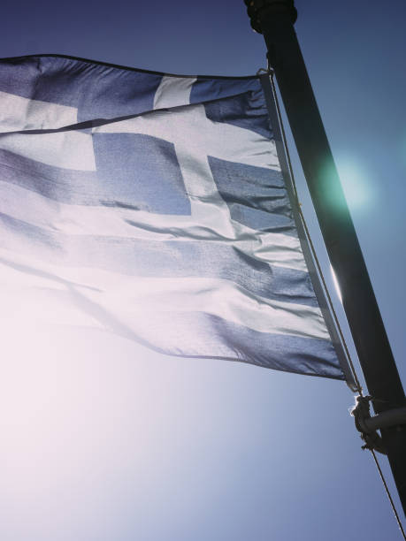 istock Greek flag waving o wind. 1088663688