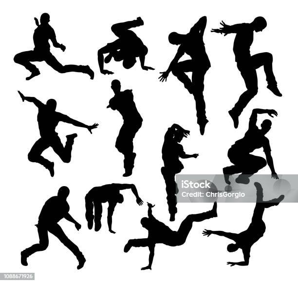 Street Dance Dancer Silhouettes Stock Illustration - Download Image Now - Dancing, Dancer, In Silhouette