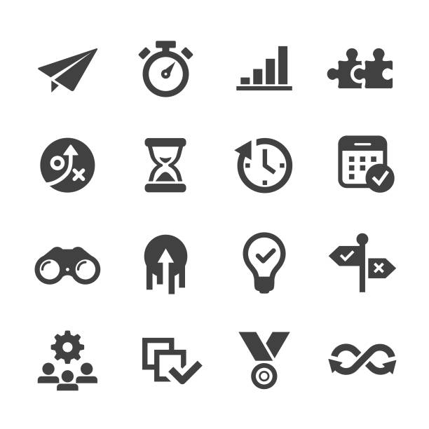 produktivität-icons - acme-serie - zeitmessinstrument grafiken stock-grafiken, -clipart, -cartoons und -symbole