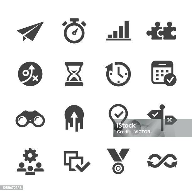 Produktivitäticons Acmeserie Stock Vektor Art und mehr Bilder von Icon - Icon, Zeit, Entscheidung