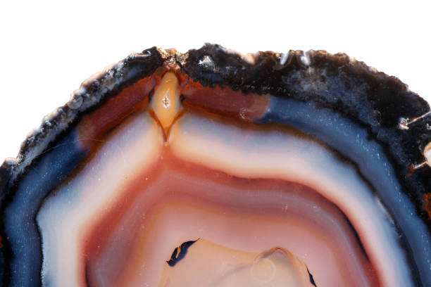 istock Macro mineral stone Yellow, brown Agate breed a white background 1088673590