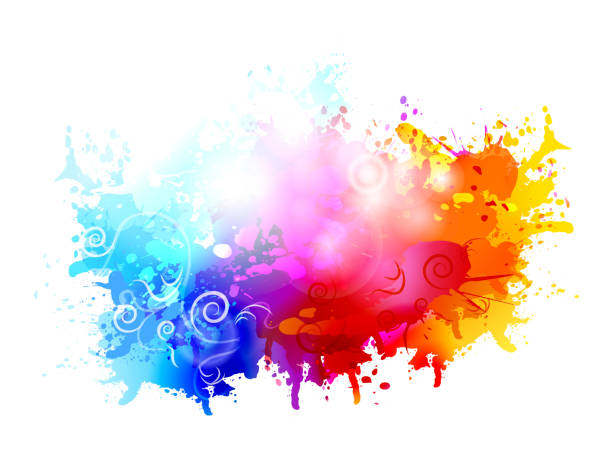 grunge hintergrund farbe spritzen - rainbow smoke colors abstract stock-grafiken, -clipart, -cartoons und -symbole