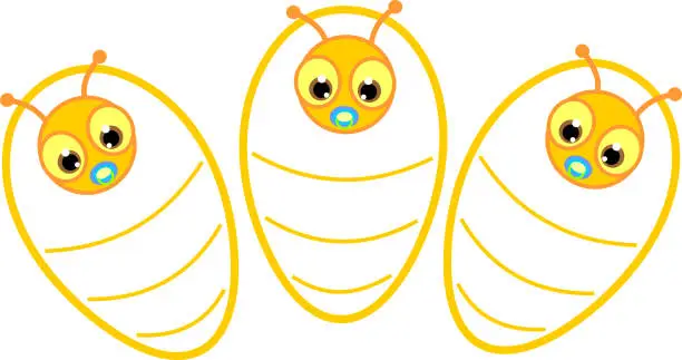 Vector illustration of Cartoon swaddled babies bee isolated on white background Пометка для