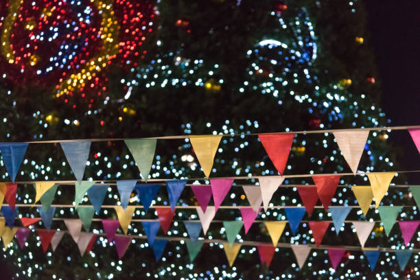 istock Beautiful Christmas decorations and street lights 1088680880