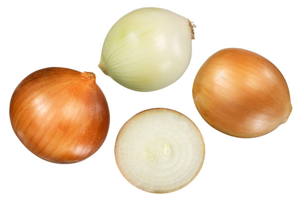 istock Brown onion whole and halved, top 1088680900