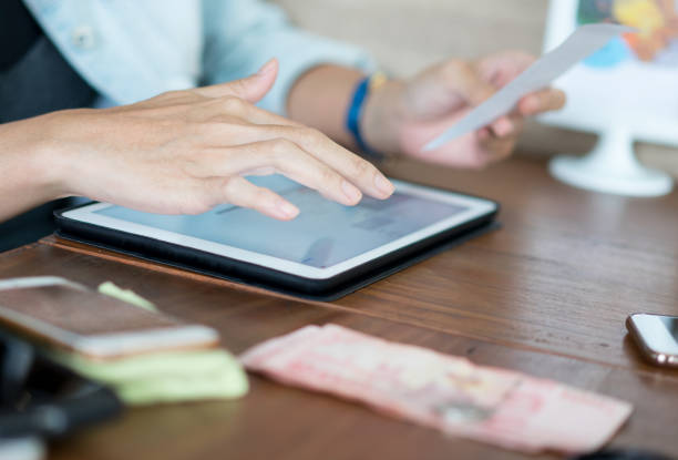 istock Hand use tablet for shopping online or modern business concept 1088683648