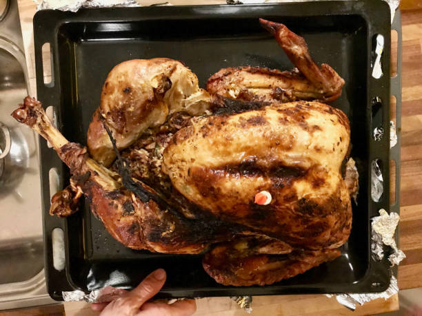 istock Homemade Roasted Thanksgiving Day Turkey Top View. 1088685952