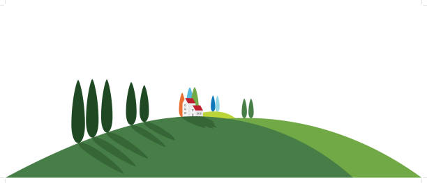 illustrazioni stock, clip art, cartoni animati e icone di tendenza di paesaggio rurale della toscana - italian house