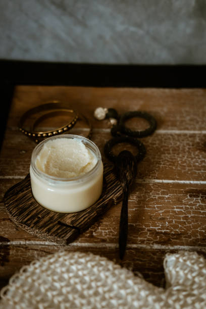 istock Natural SPA cosmetics on wooden table overhead 1088693398