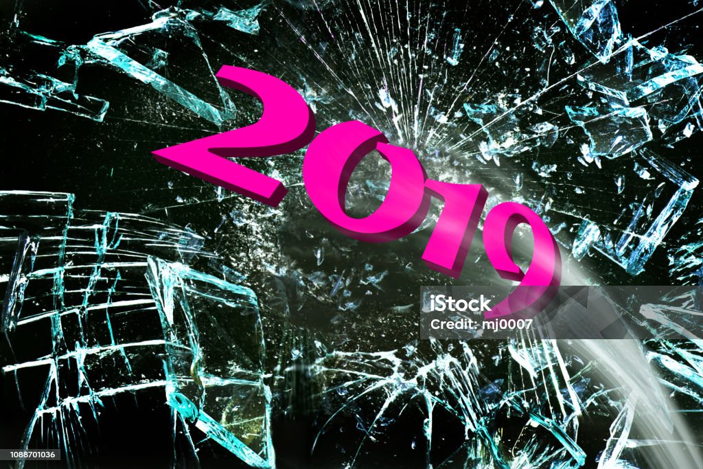 New Year 2019 New Year 2019 with breaking the glass. 2019 Stock Photo