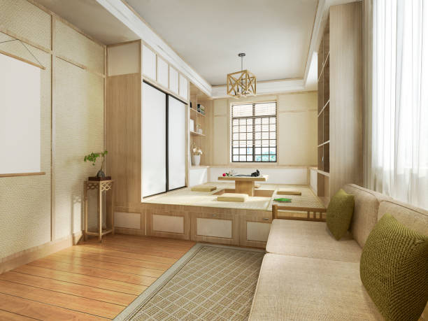 istock 3d rendering japanese style living room 1088702614