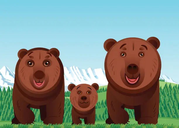 Vector illustration of Bear Family