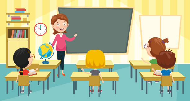 ilustrações, clipart, desenhos animados e ícones de ilustração em vetor de sala de aula - blackboard professor expertise child