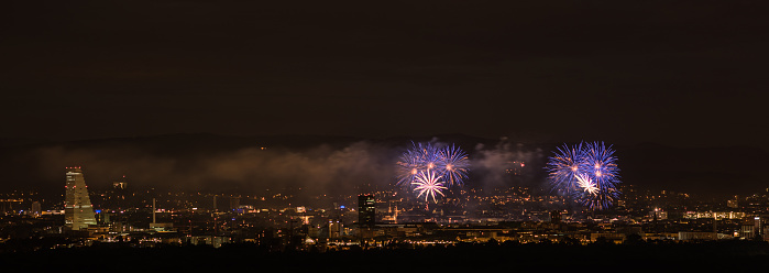 Fireworks in Basel Switzerland for the 1st of August holiday