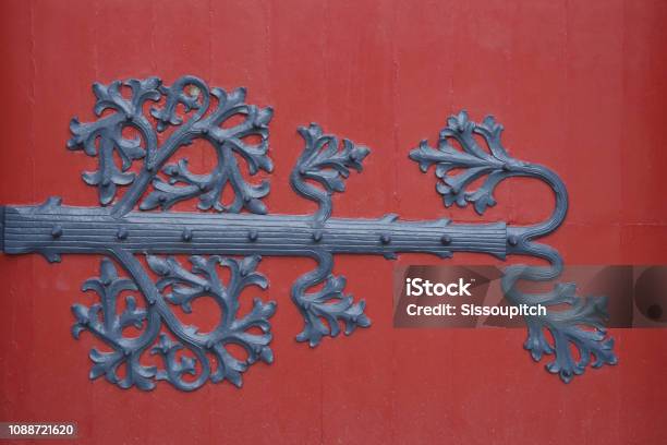 Background In Red Wood And Iron Stock Photo - Download Image Now - Abstract, Arabesque Position, Architecture
