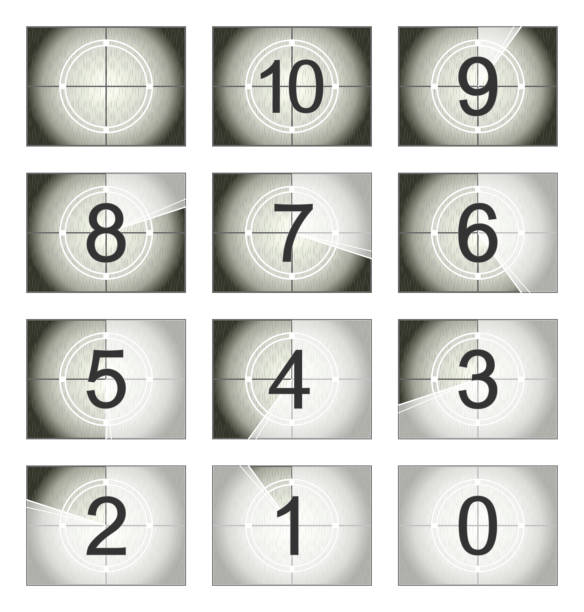 Screen countdown in neutral colors Technical countdown for a variety of opportunities. movie sound clips stock illustrations