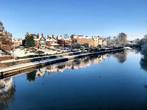 A view of Shrewsbury in the winter