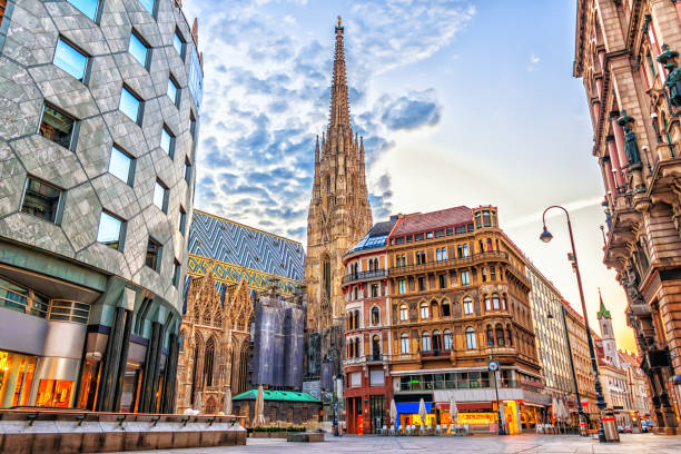 Stephansplatz, view on  the St. Stephen's Cathedral, Vienna Stephansplatz, view on the St. Stephen's Cathedral in Vienna. st. stephens cathedral vienna photos stock pictures, royalty-free photos & images