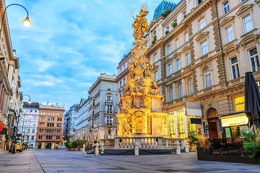 Graben, a famous pedestrian street of Vienna with a Plague Column in it.