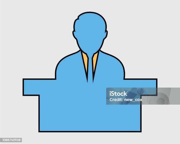 Colorful Reception Icon Male Symbol Behind The Desk Stock Illustration - Download Image Now