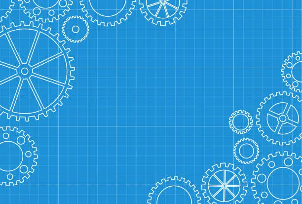 Vector illustration of Abstract gears blueprint background