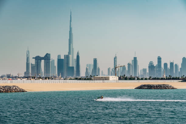 The Downtown Dubai City Skyline at Daylight stock photo