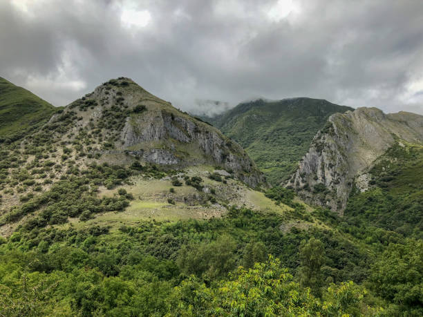 SPAIN, LEON, PENALBA DE SANTIAGO, Beautiful mountain village SPAIN, LEON, PENALBA DE SANTIAGO - Jul 30, Beautiful mountain village mozarabic stock pictures, royalty-free photos & images