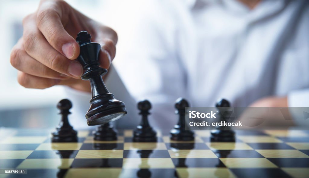 Strategy concept Chess, Playing, Strategy, Men, Young Adult Chess Stock Photo