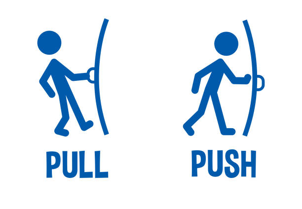Pull or Push door signs vector art illustration