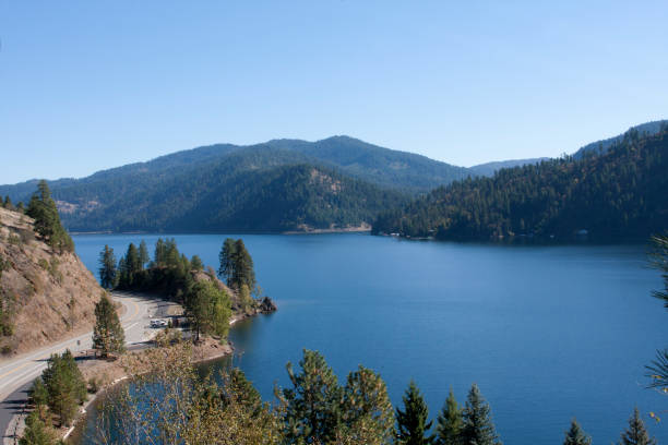 Coeur d'Alene Lake in North Idaho stock photo