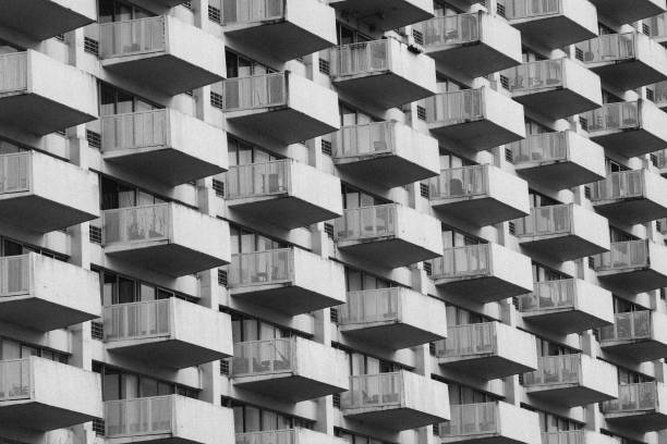 istock Geometric Shapes from Apartment Facade - Black and White 1088772086