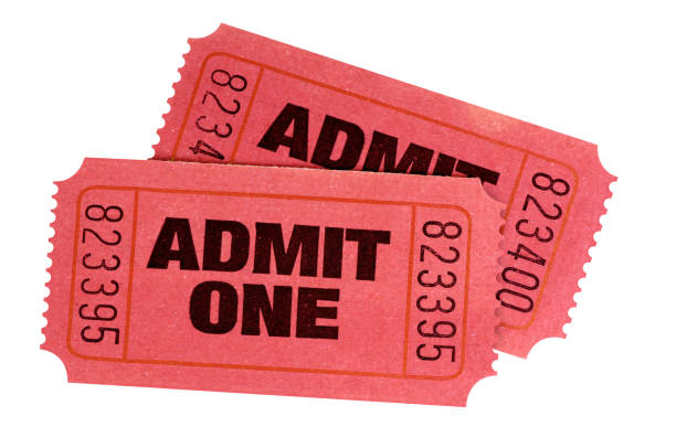 istock Two red admit one retro movie tickets isolated 1088775140