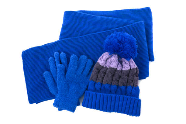Collage of children's winter clothes isolated on white background.