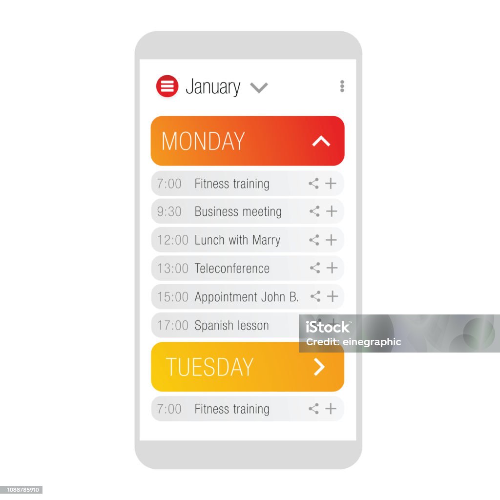 Kalenderappvorlage Stock Vektor Art und mehr Bilder von Buchseite
