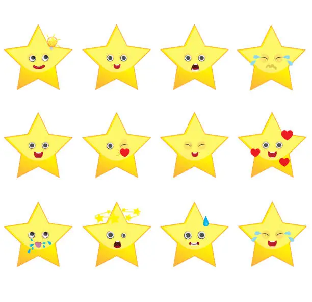 Vector illustration of Star Boy Emoticon Set