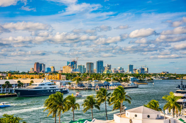 Fort Lauderdale Skyline and Intracoastal Waterway Fort Lauderdale Skyline and Intracoastal Waterway. hollywood florida photos stock pictures, royalty-free photos & images