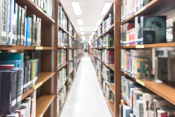 istock Blur school library or study room with book shelves for education background 1088807852