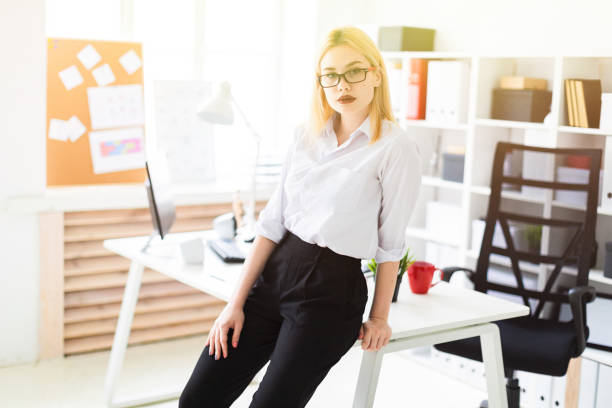 istock A young girl leaned on the Desk in the office. 1088808082