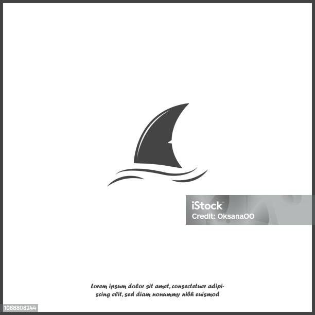 Shark Fin Vector Icon Fin In The Water On White Isolated Background Stock Illustration - Download Image Now