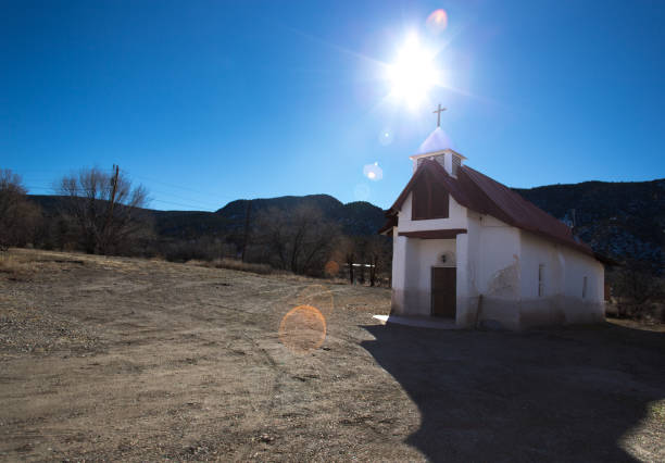istock Pilar, NM: Red-Roofed Whitewashed Rural Adobe Church 1088814482
