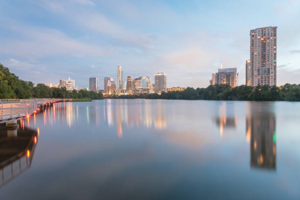 istock Austin downtown skyscraper reflection along Colorado River at dawn 1088818074