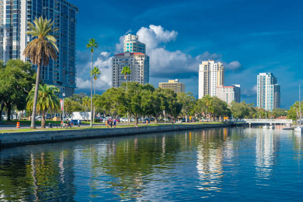 St. Petersburg, FL, USA - December 29, 2018: Bayfront view of St. Petersburg Skyline.
